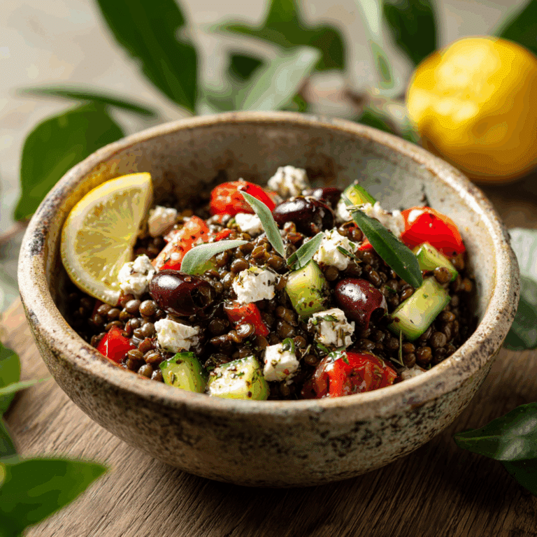 Greek Lentil Salad with Feta & Olives Recipe