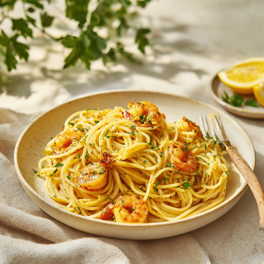 Lemon Garlic Shrimp Pasta Recipe
