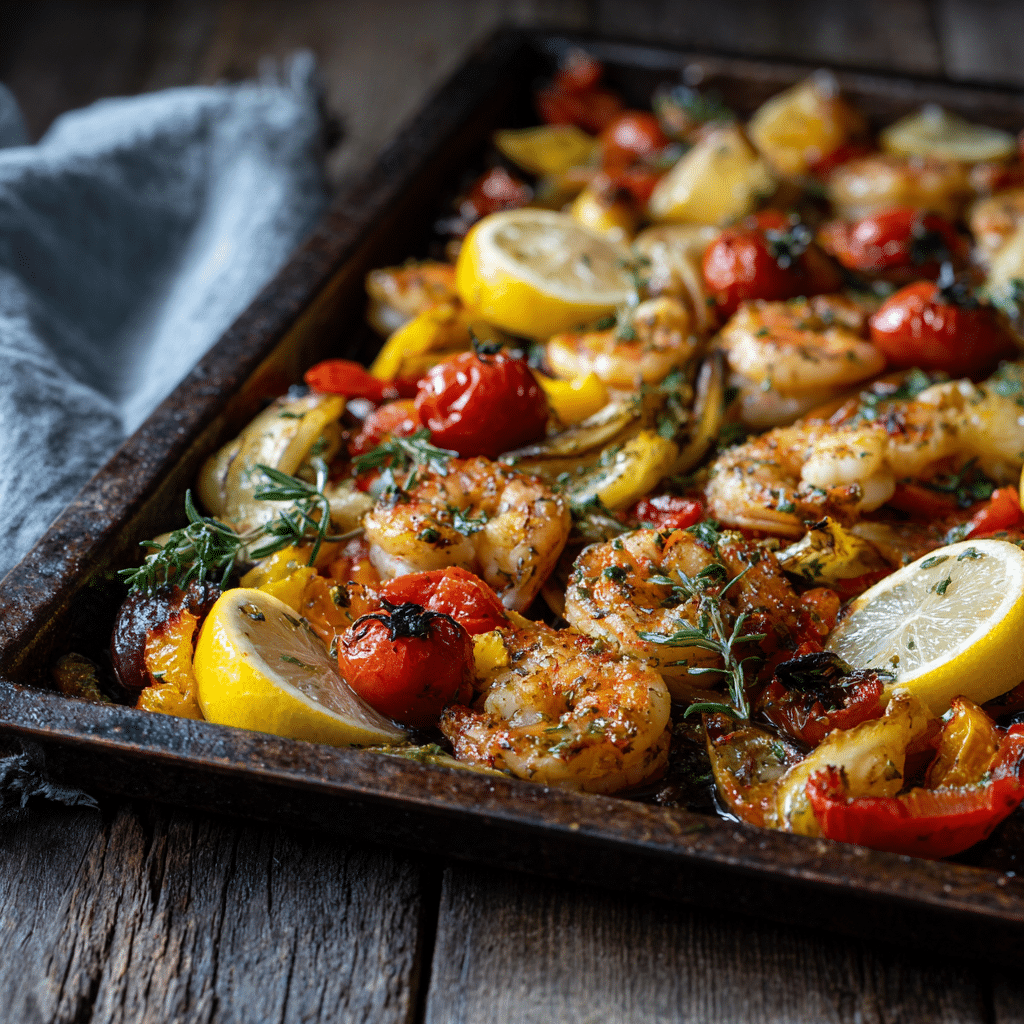 Sheet Pan Mediterranean Shrimp & Vegetables Recipe - Recipe Image