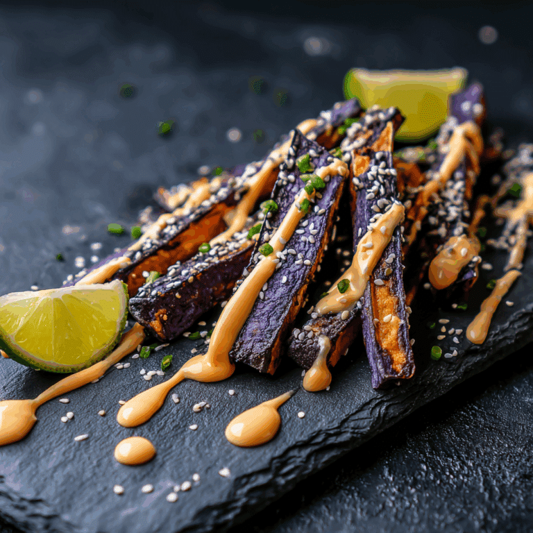 Charred Purple Sweet Potato Fries with Gochujang Aioli Recipe