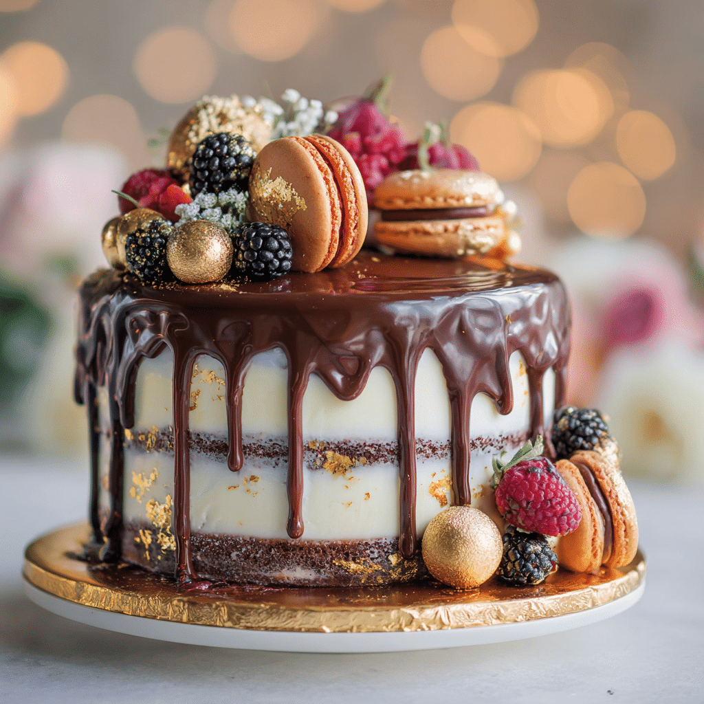 Chocolate Drip Celebration Cake Recipe - Recipe Image
