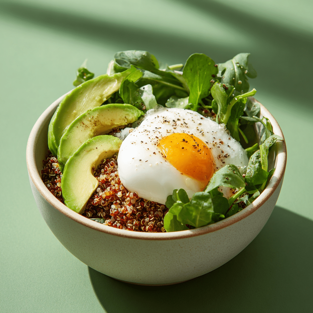 Green Breakfast Bowl (Avocado, Egg & Quinoa)