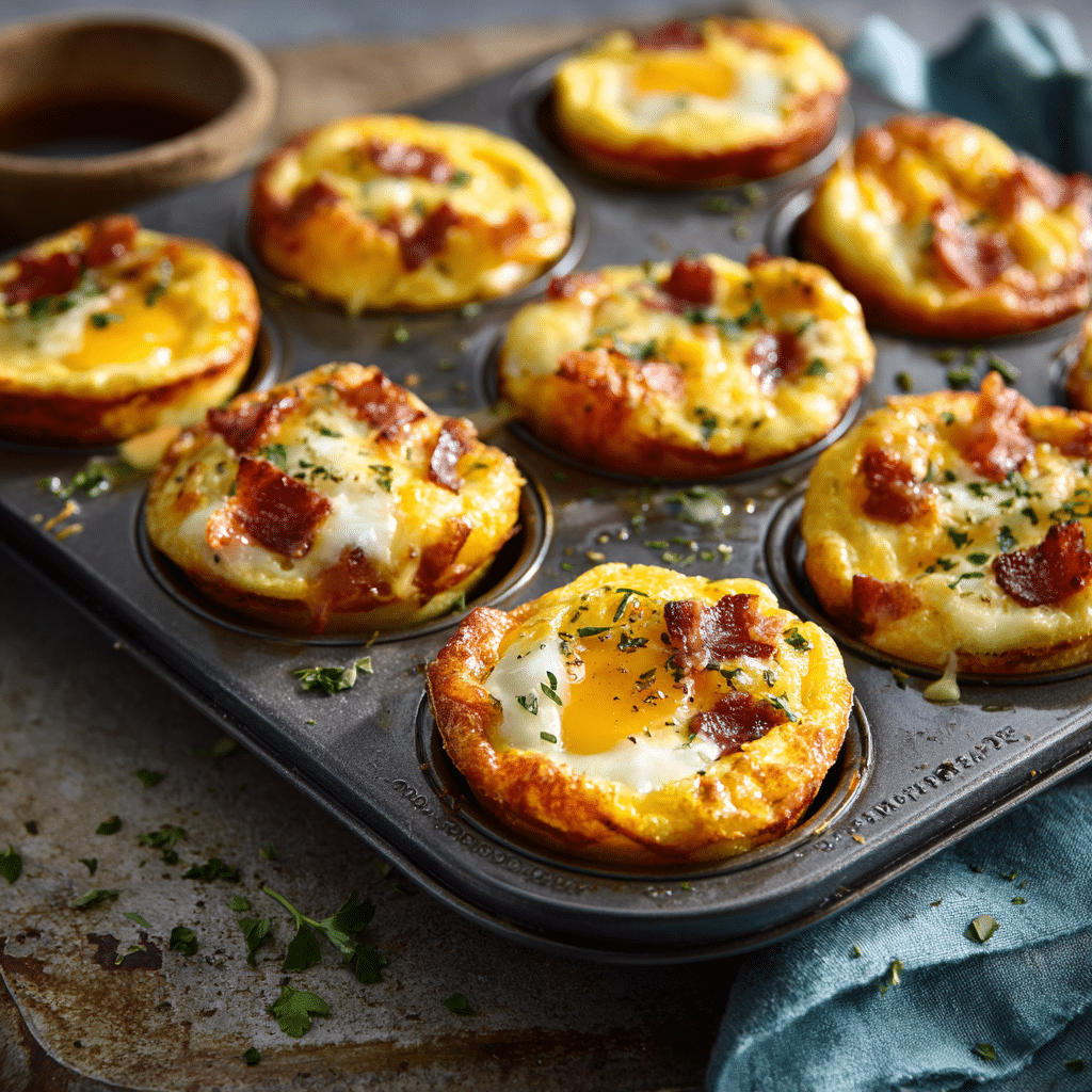 Cheesy Egg & Bacon Breakfast Cups - Recipe Image