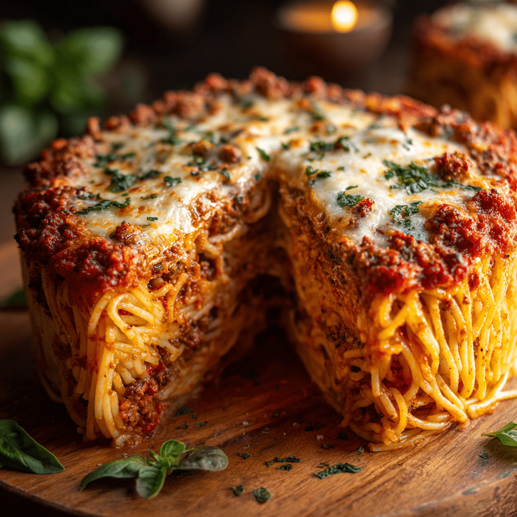Cheesy Spaghetti Meat Pie (Print-Friendly Version) - Recipe Image