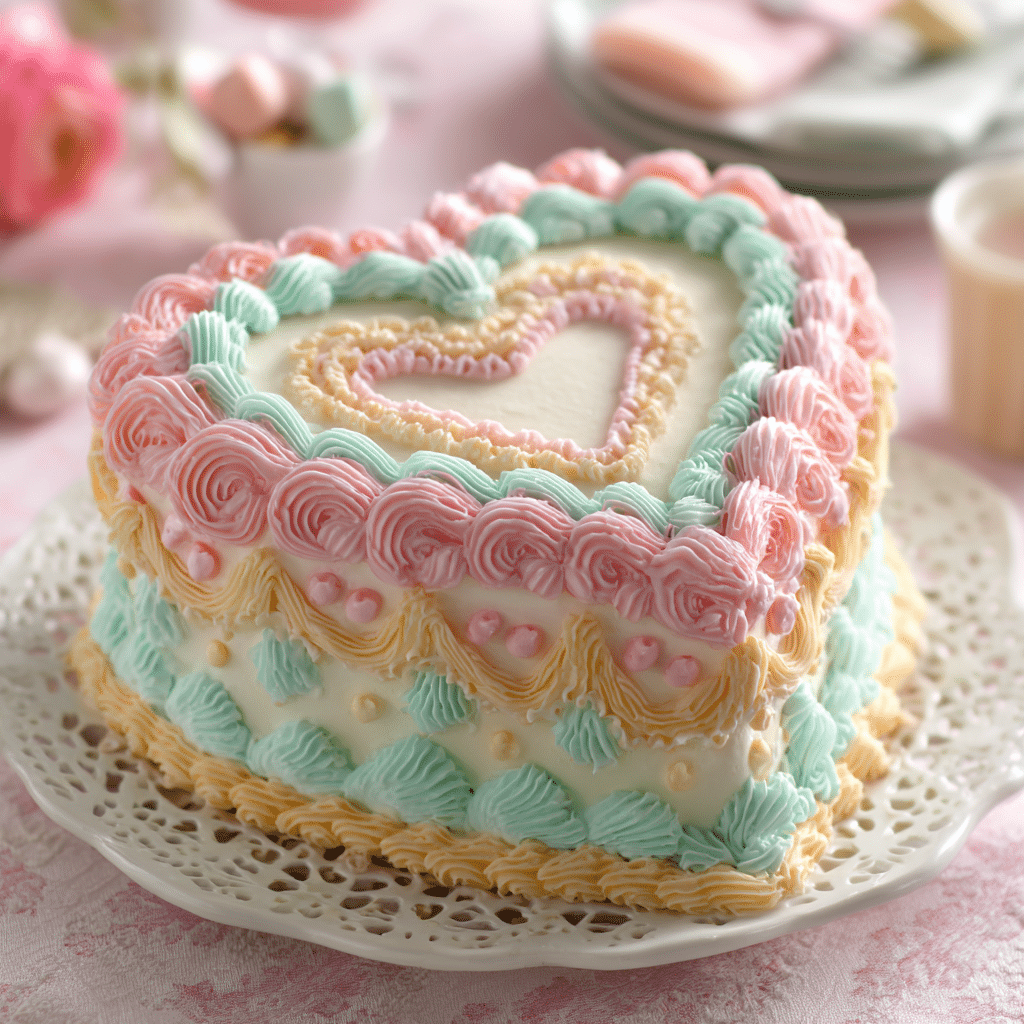 Easy Vintage Heart Cake — Full Recipe