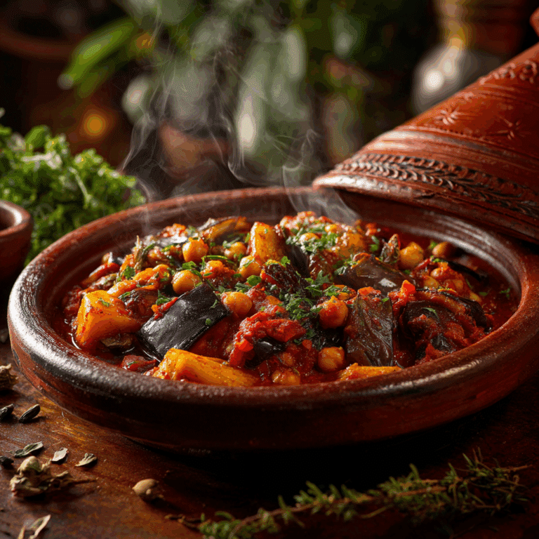 Spicy Moroccan Tagine with Eggplant & Potatoes Recipe