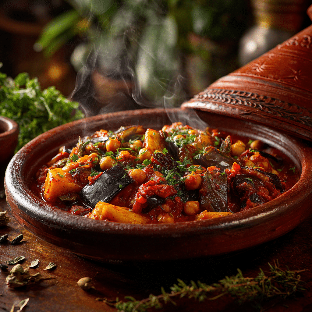 Spicy Moroccan Tagine with Eggplant & Potatoes Recipe