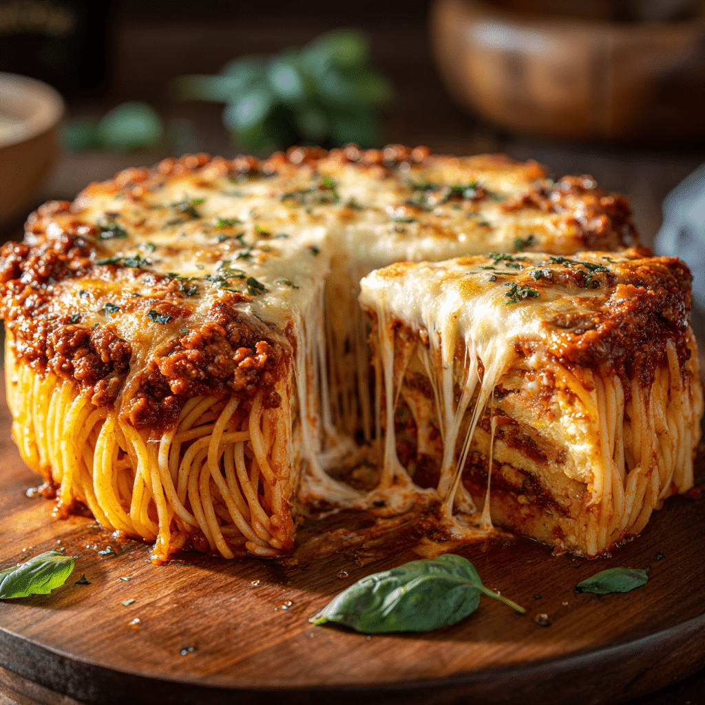 Cheesy Spaghetti Meat Pie (Print-Friendly Version)