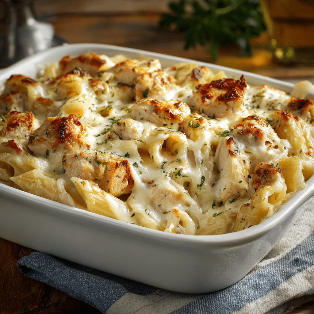 Chicken and Pasta Alfredo Bake (Print-Friendly Version) - Recipe Image