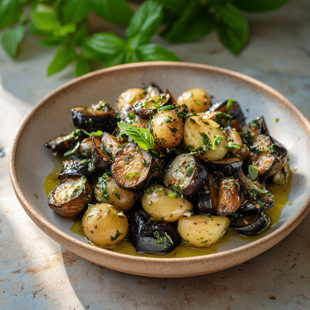 Roasted Garlic Eggplant & Potato Salad Recipe - Recipe Image