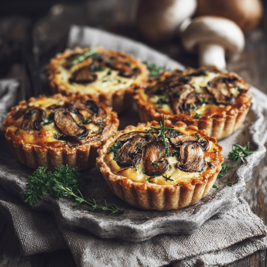 Savory Mushroom Mini Quiches Recipe - Recipe Image