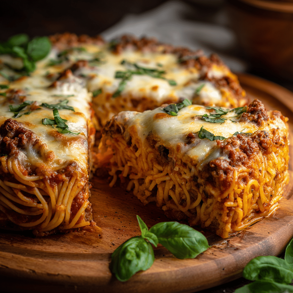 Cheesy Spaghetti Meat Pie (Print-Friendly Version) - Recipe Image