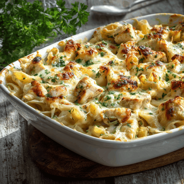Chicken and Pasta Alfredo Bake (Print-Friendly Version)