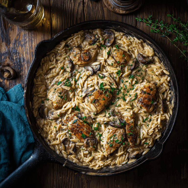 One Pot Chicken Marsala Orzo (Print-Friendly Version) Recipe