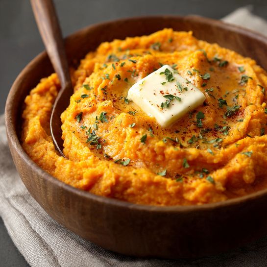 Creamy Garlic Mashed Sweet Potatoes Recipe - Recipe Image