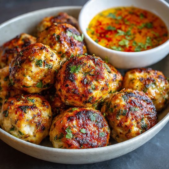 Juicy Baked Chicken Meatballs (I make this every week) Recipe - Recipe Image