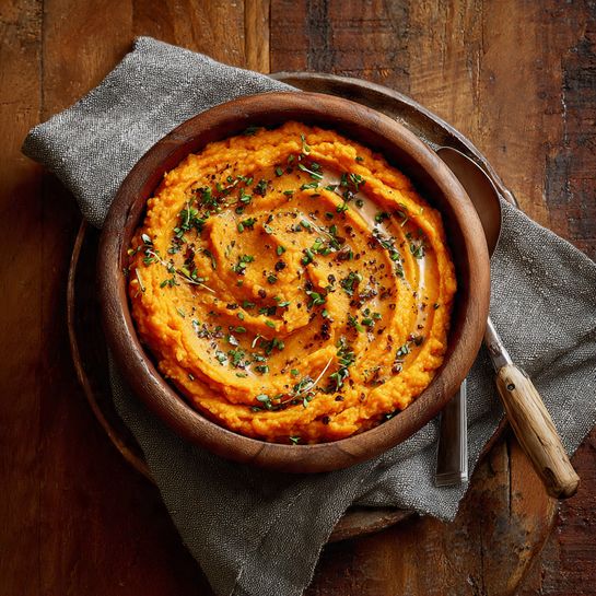 Creamy Garlic Mashed Sweet Potatoes Recipe