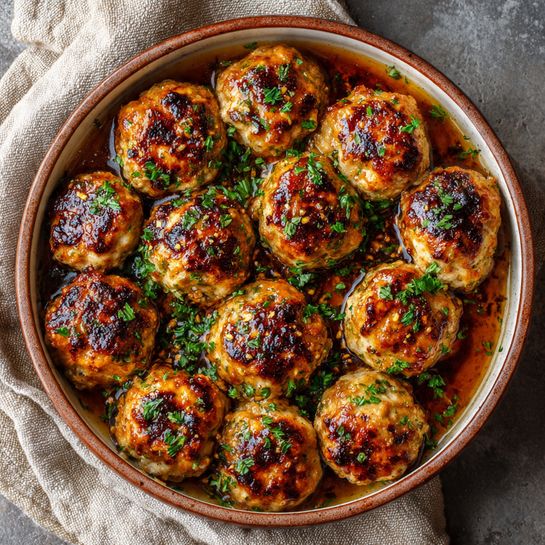 Juicy Baked Chicken Meatballs (I make this every week) Recipe - Recipe Image