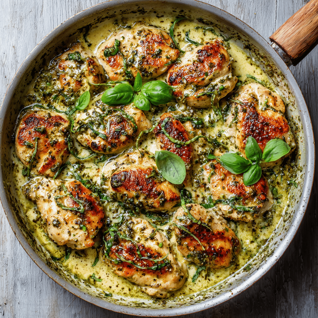 Creamy Pesto Chicken Skillet Recipe