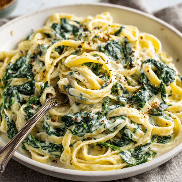 Creamy Spinach Fettuccine Recipe