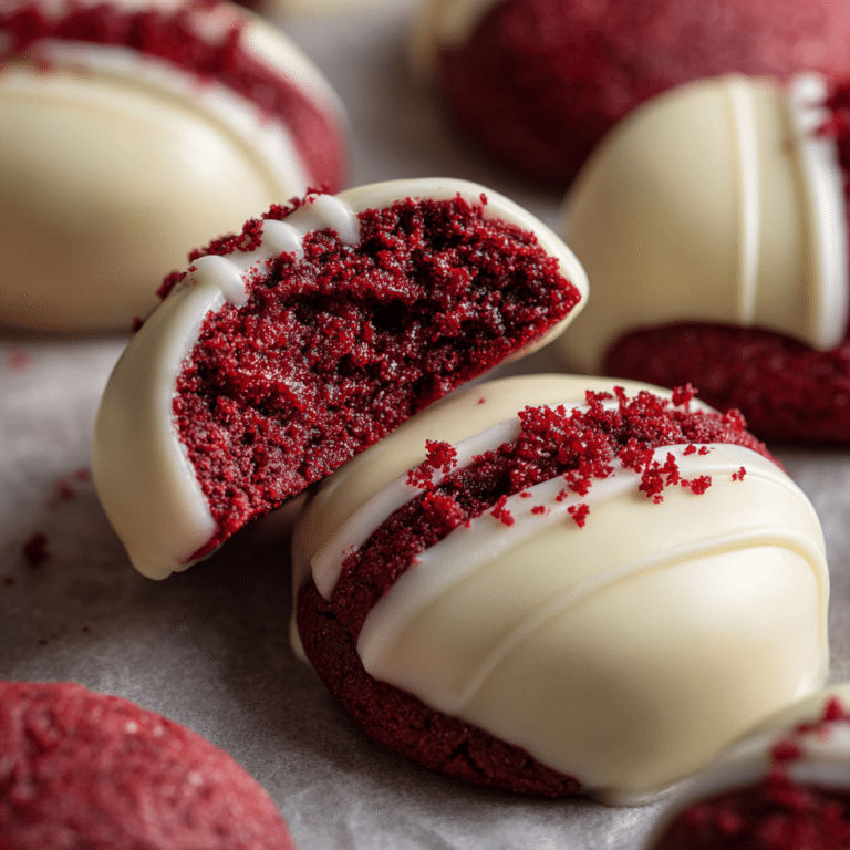 "White Chocolate Dipped Red Velvet Cookies Recipe