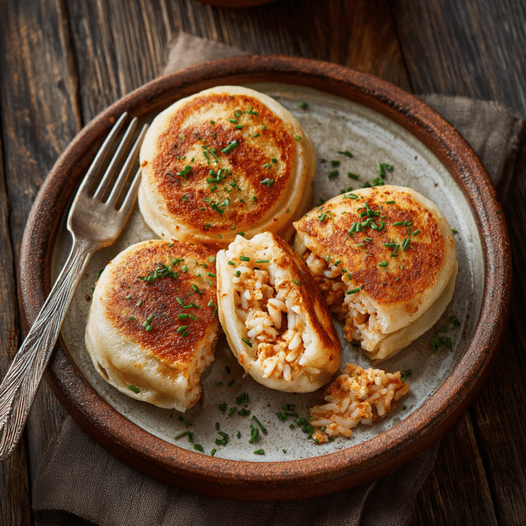 Creamy Rice-Stuffed Savory Mini Pancakes Recipe