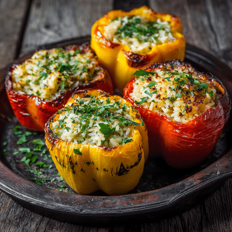 Creamy Rice-Stuffed Bell Pepper Halves Recipe