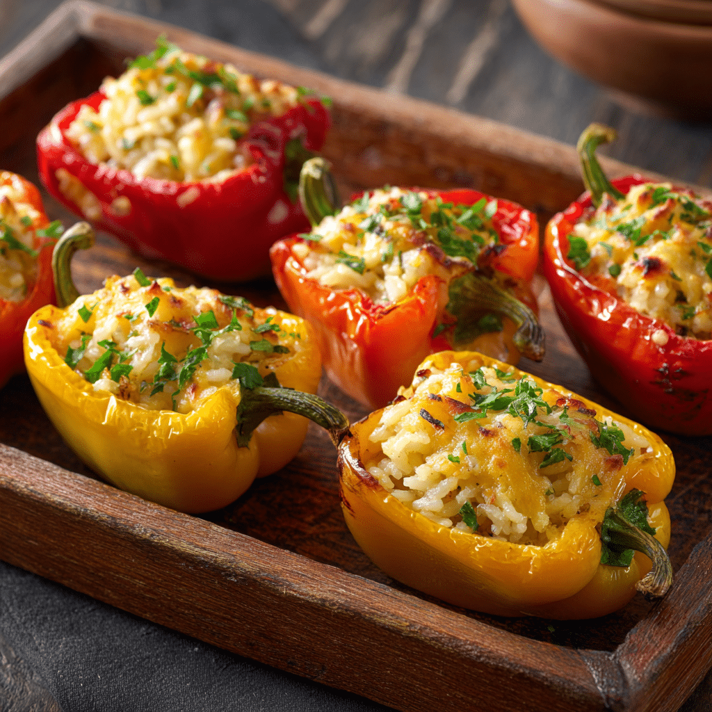 Creamy Rice-Stuffed Mini Bell Pepper Boats Recipe