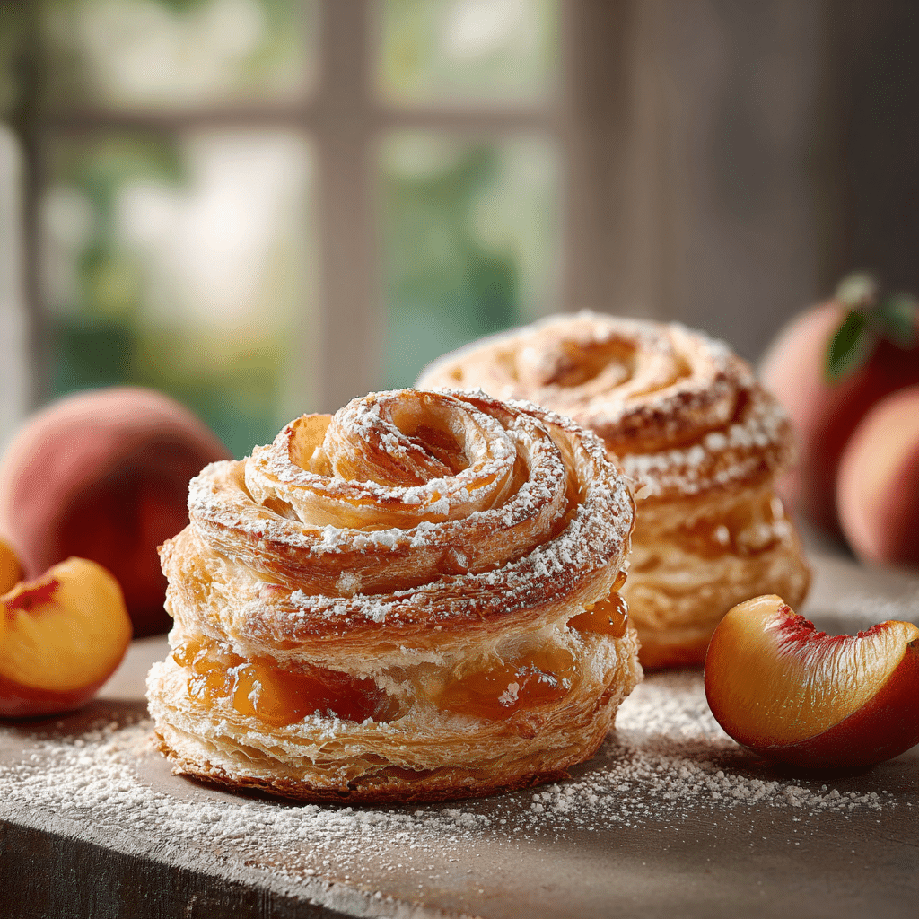 Flaky Peach Filled Cruffins Recipe - Recipe Image