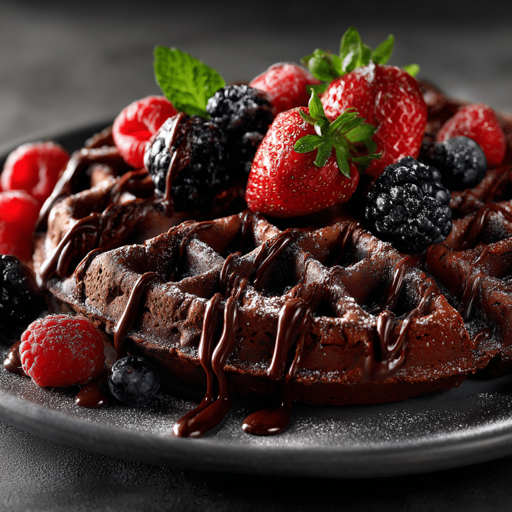 Decadent Double Chocolate Brownie Waffles Recipe - Recipe Image