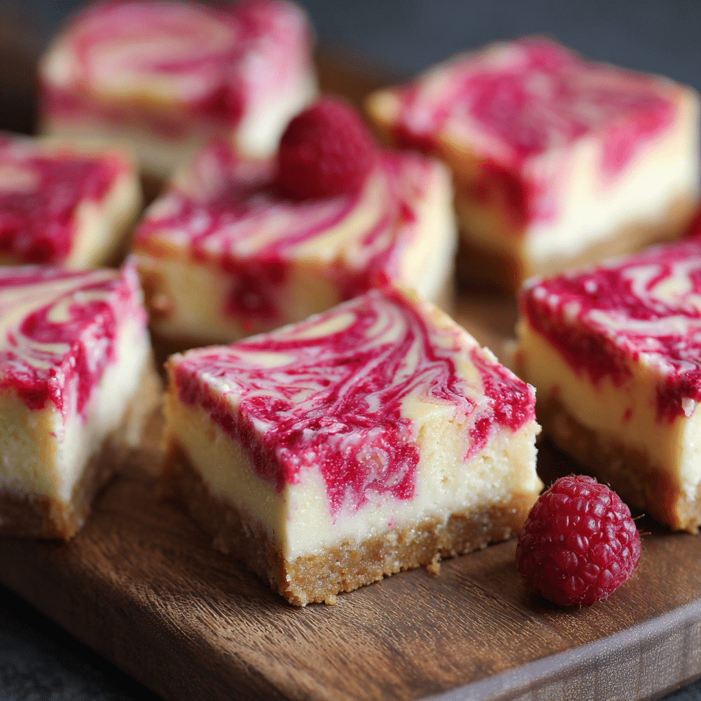 Raspberry Swirl Cheesecake Bars Recipe - Recipe Image