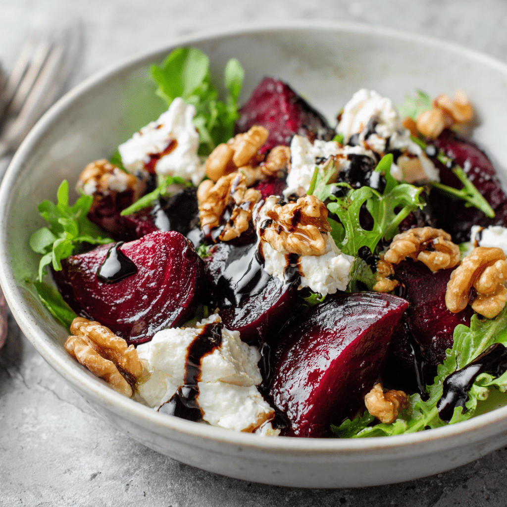 Beetroot Salad with Goat Cheese and Balsamic Glaze Recipe - Recipe Image