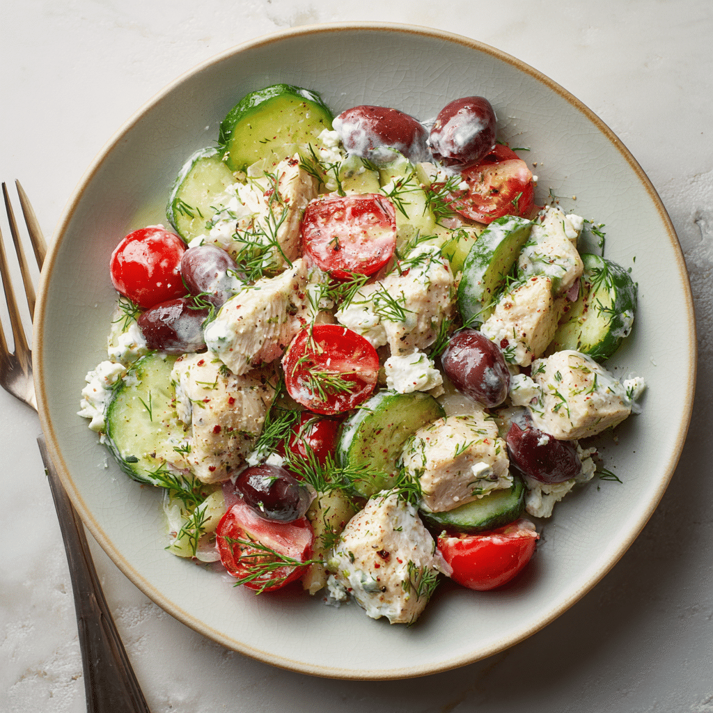 Fresh Tzatziki Chicken Salad with Feta & Dill Recipe - Recipe Image