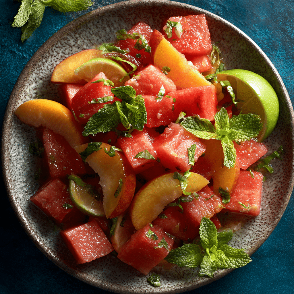 5‑Minute Summer Peach Watermelon Salad Recipe - Recipe Image
