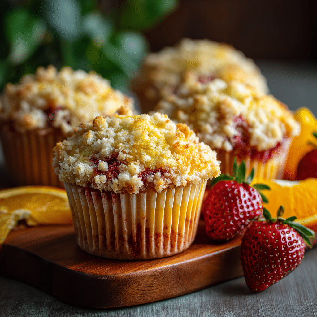 Orange Strawberry Muffins Streusel Recipe - Recipe Image