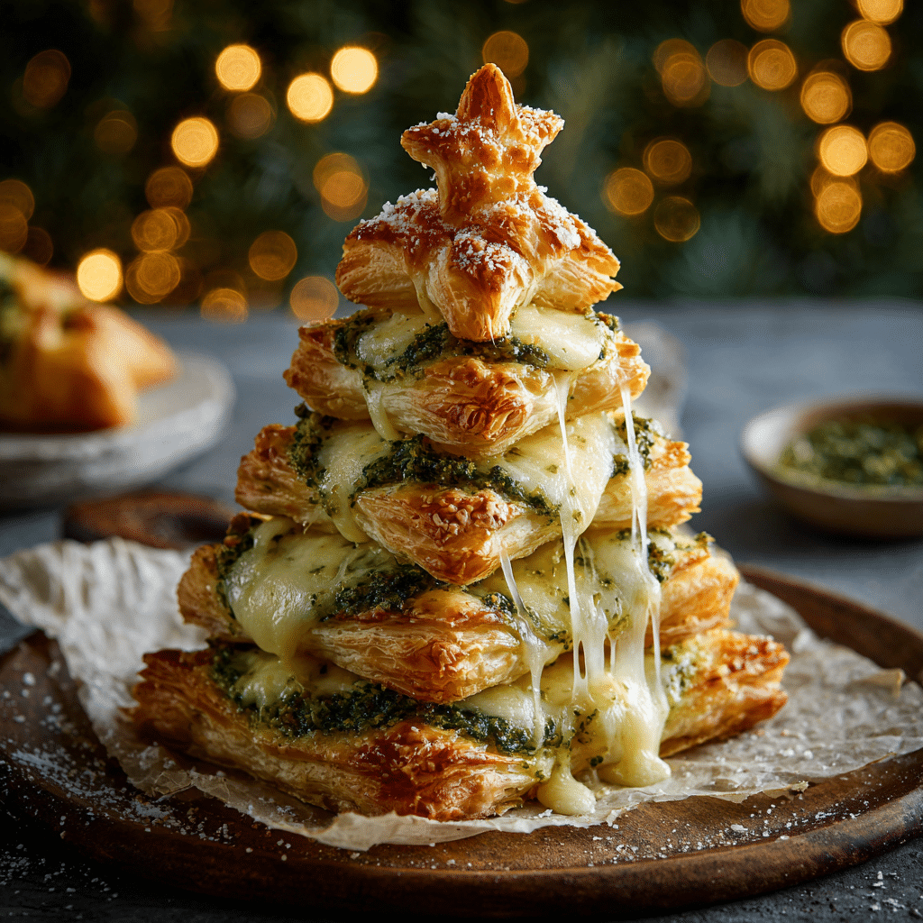 Basil Pesto Cheesy Puff Pastry Christmas Tree Recipe