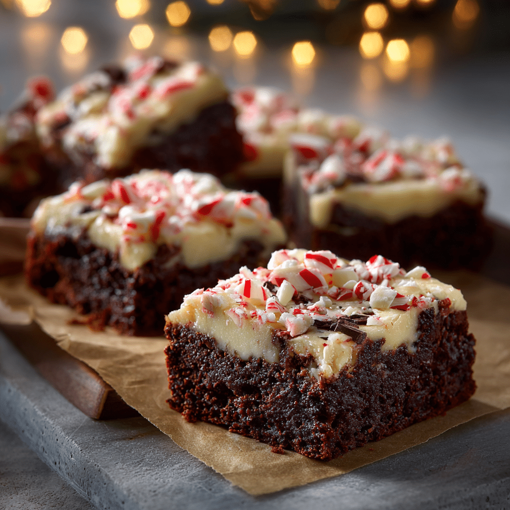 Easy Peppermint Bark Brownies Recipe - Recipe Image