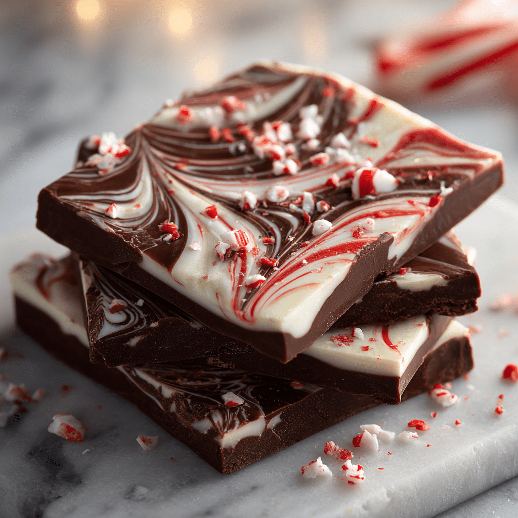 Swirled Chocolate Peppermint Bark Slabs Recipe - Recipe Image