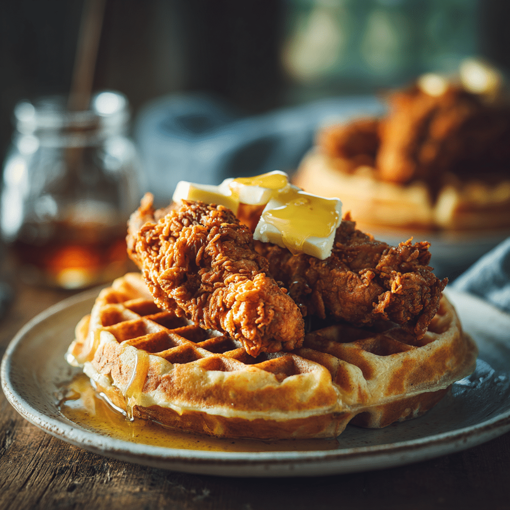 cken and Waffles with Maple Honey Butter Recipe - Recipe Image