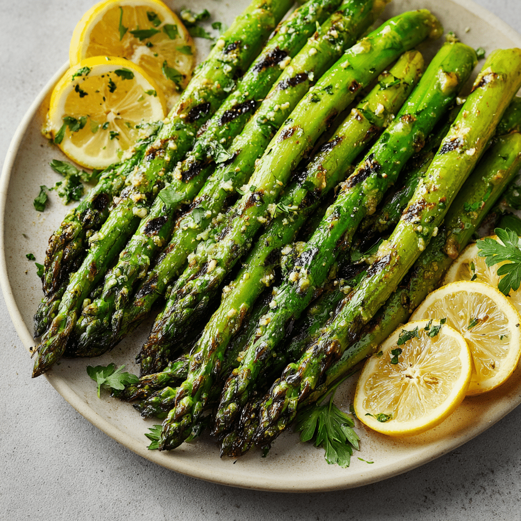 Grilled Asparagus with Lemon Garlic Butter - Recipe Image