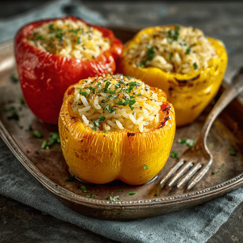 Creamy Rice-Stuffed Bell Pepper Halves Recipe - Recipe Image