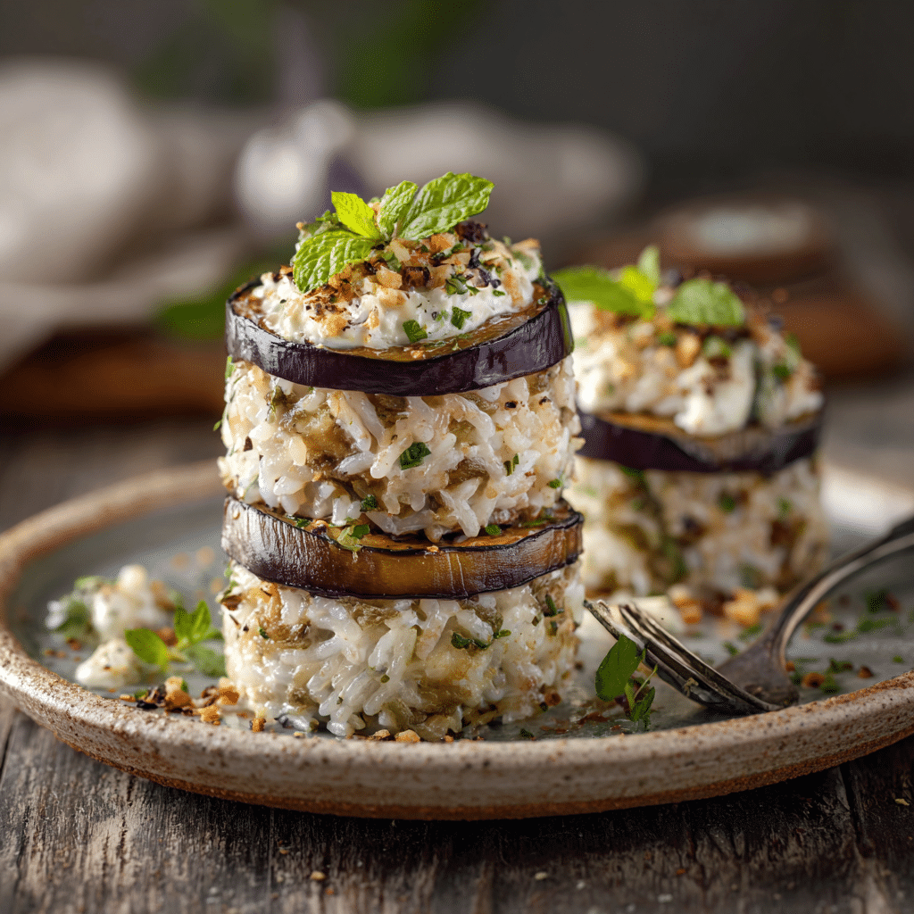 Creamy Rice-Stuffed Mini Eggplant Towers Recipe - Recipe Image