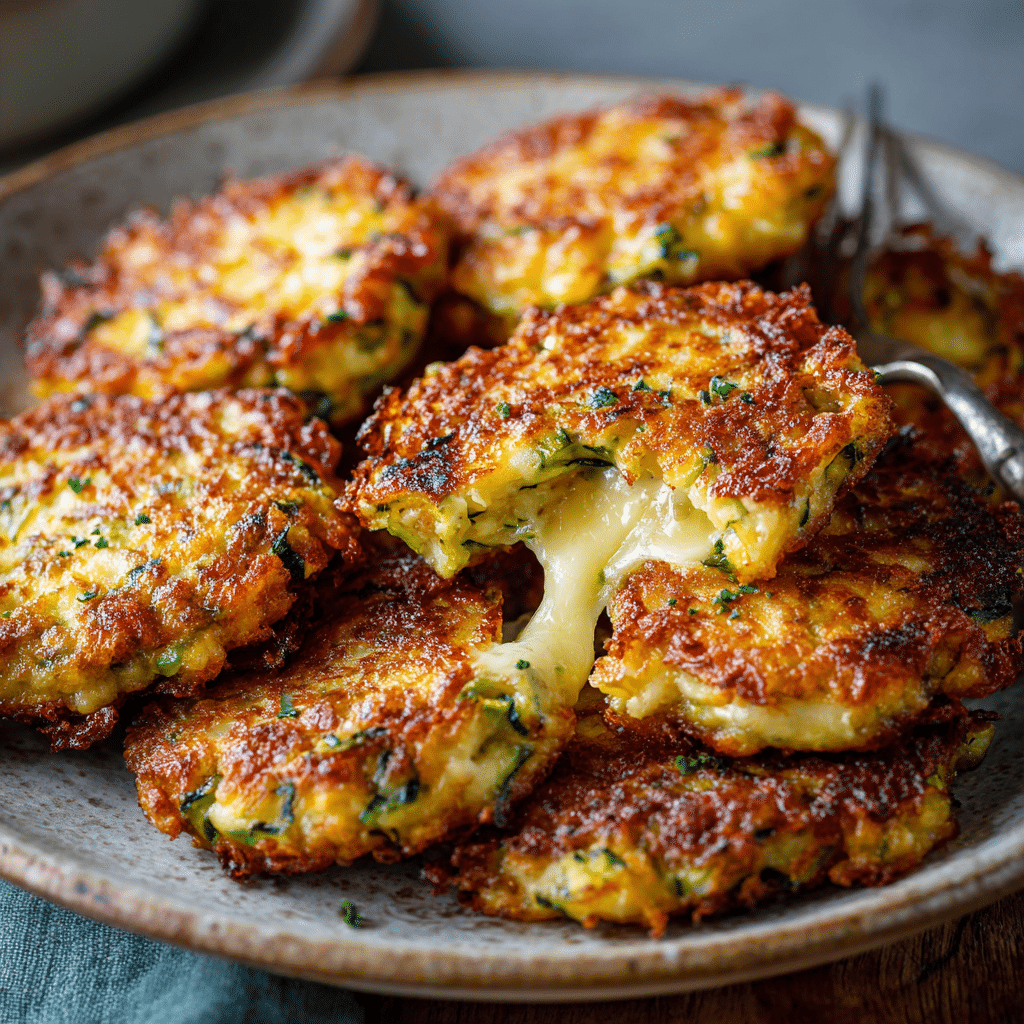 Crispy Zucchini & Cheese Fritters Recipe - Recipe Image