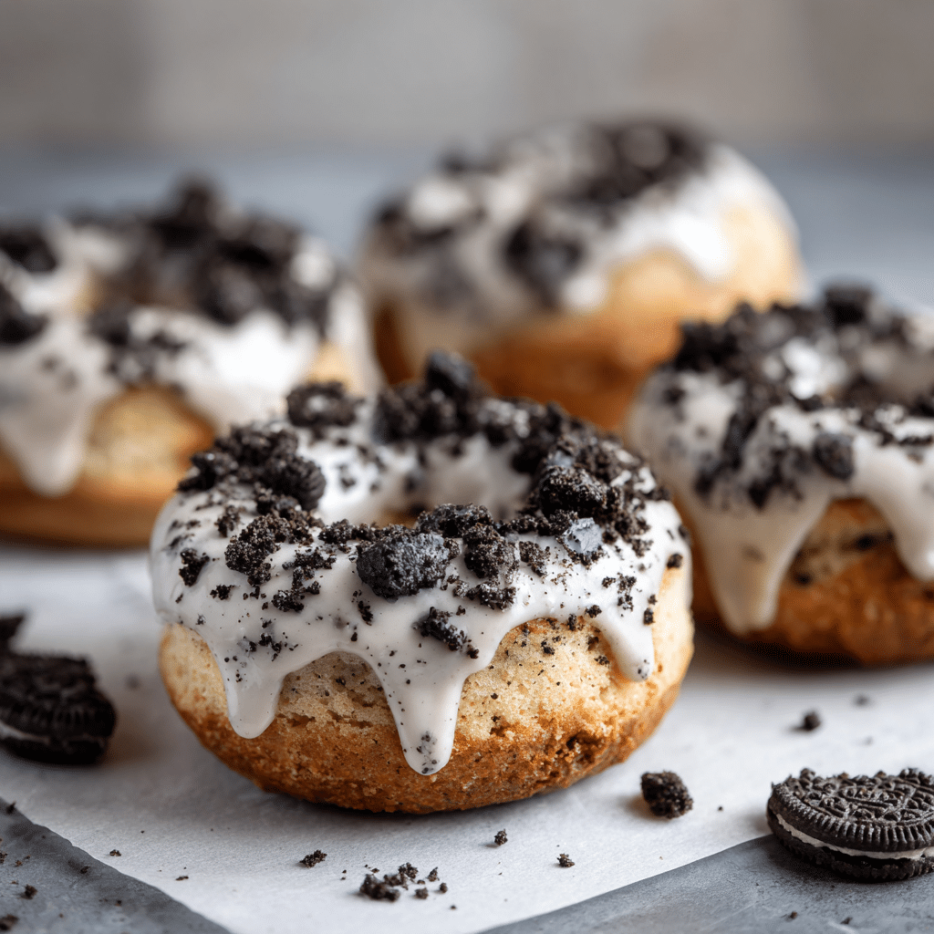Oreo Crumble Baked Donuts Recipe - Recipe Image