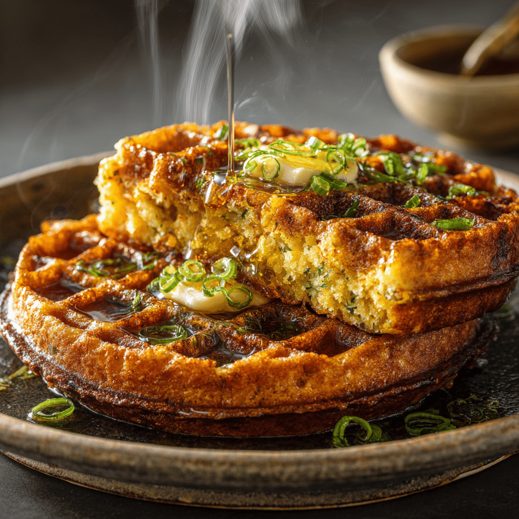 Savory Cornbread Waffles Recipe - Recipe Image