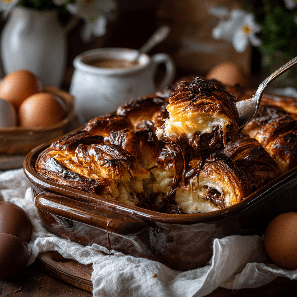 Chocolate Croissant Breakfast Bake Recipe - Recipe Image