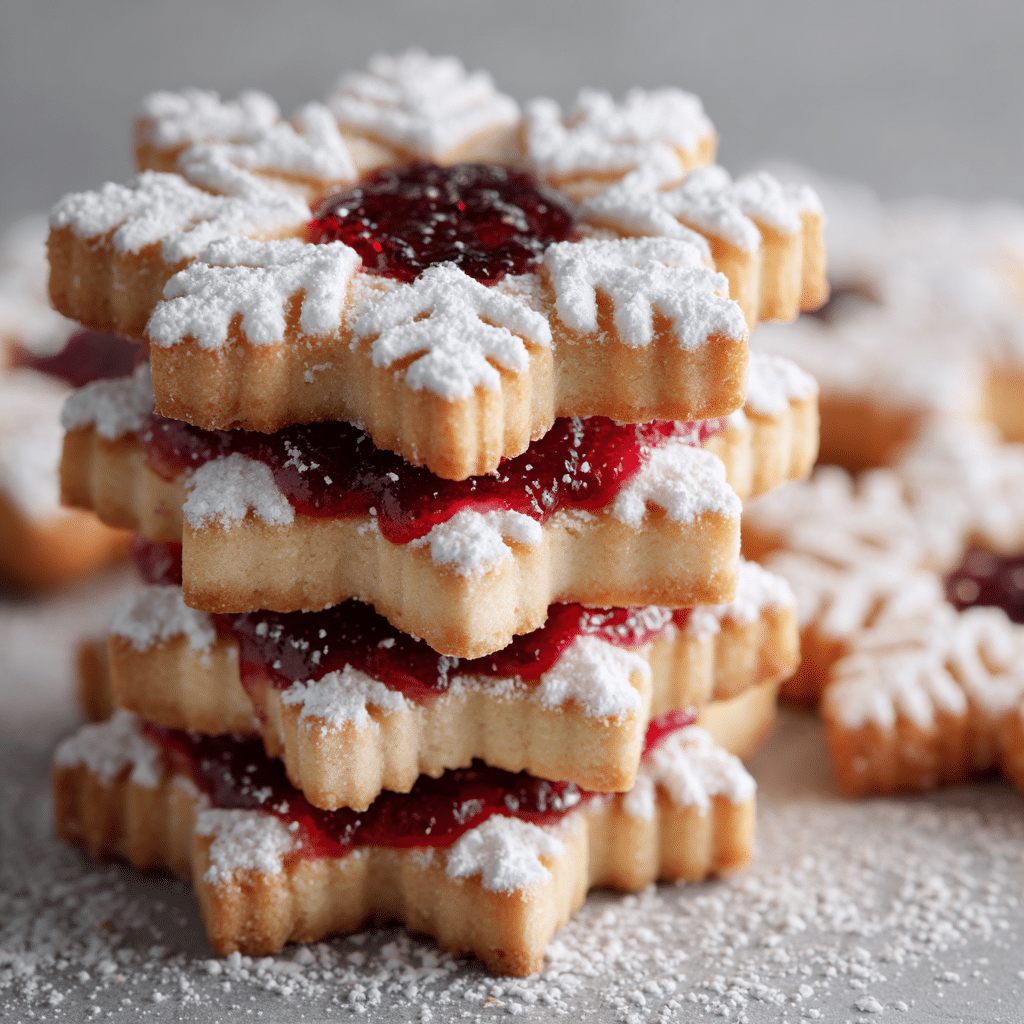 Snowflake Linzer Cookies with Raspberry Filling Recipe - Recipe Image