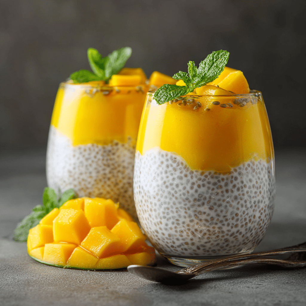 Fresh Mango Coconut Chia Pudding Recipe - Recipe Image