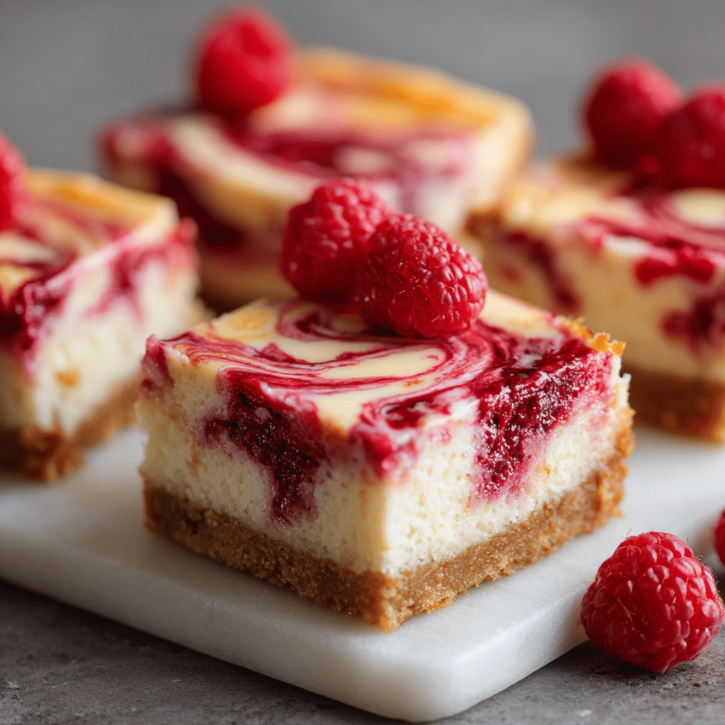 Raspberry Swirl Cheesecake Bars Recipe - Recipe Image