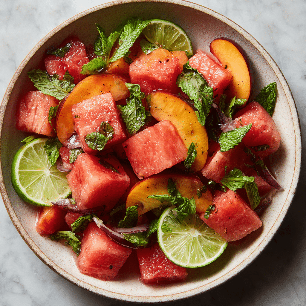 5‑Minute Summer Peach Watermelon Salad Recipe - Recipe Image